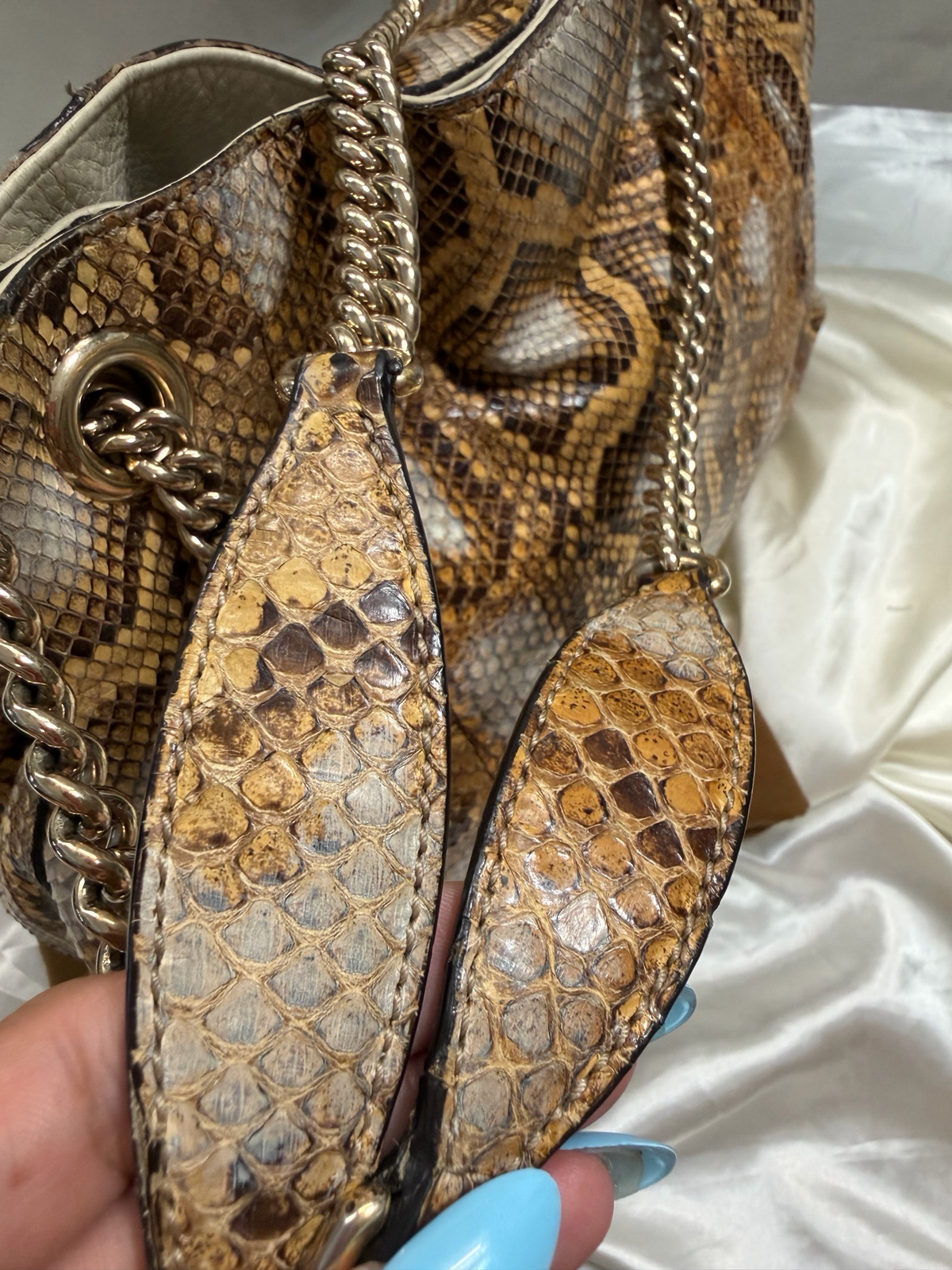Gucci Python Medium Soho Chain Tote Shoulder Bag