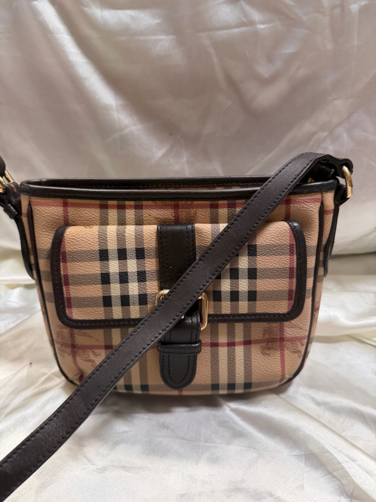 Burberry Haymarket Check Coated Canvas Messenger Sling