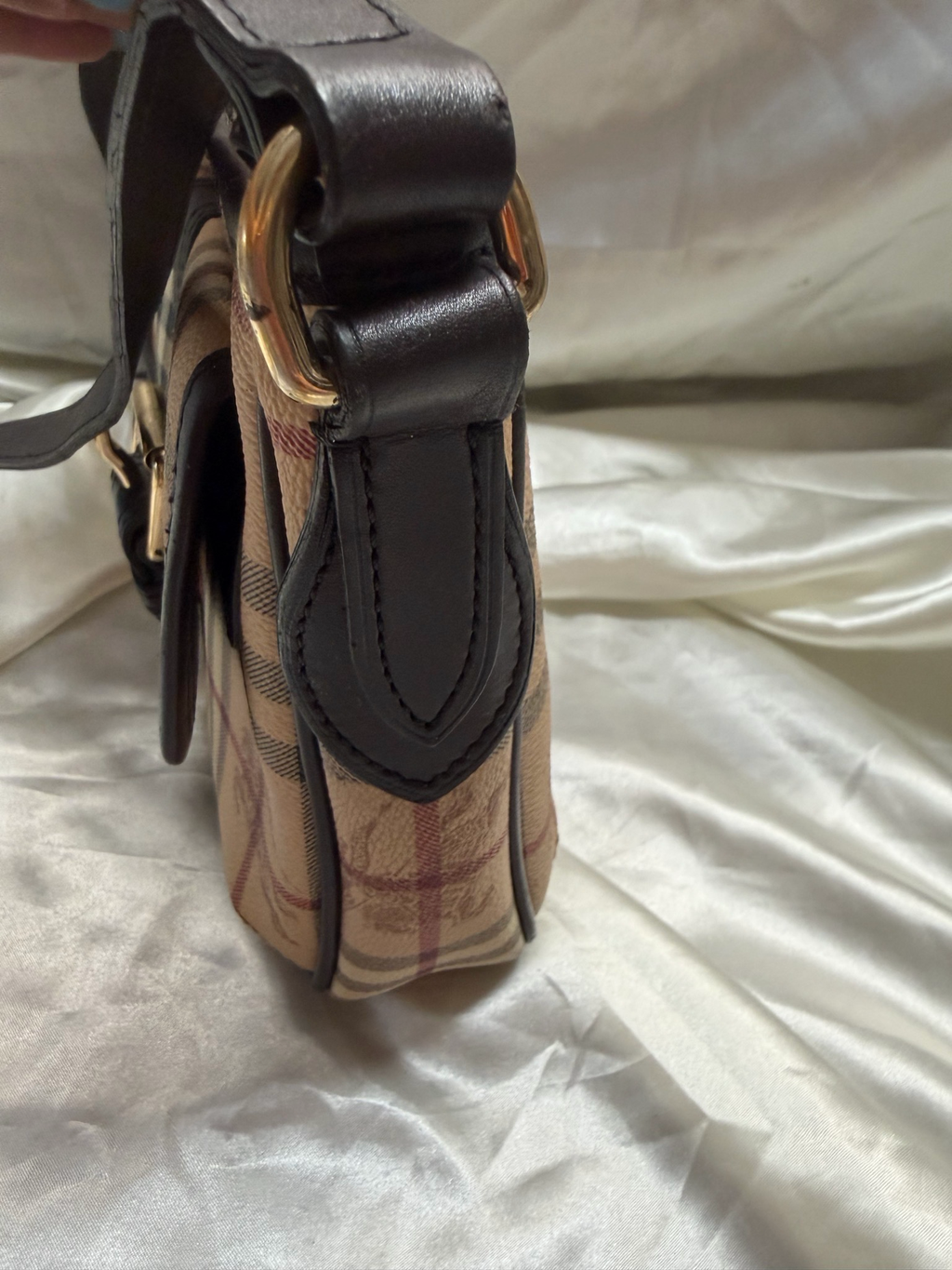 Burberry Haymarket Check Coated Canvas Messenger Sling