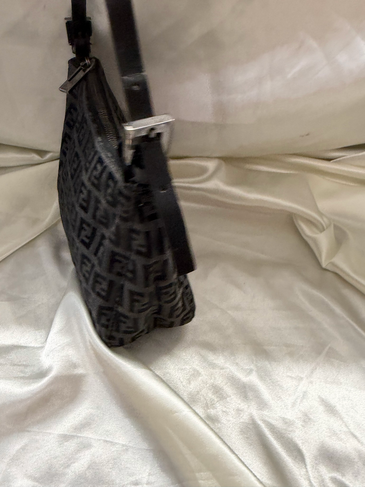 Fendi Zucca Pochette Zipper Hobo Shoulder Bag
