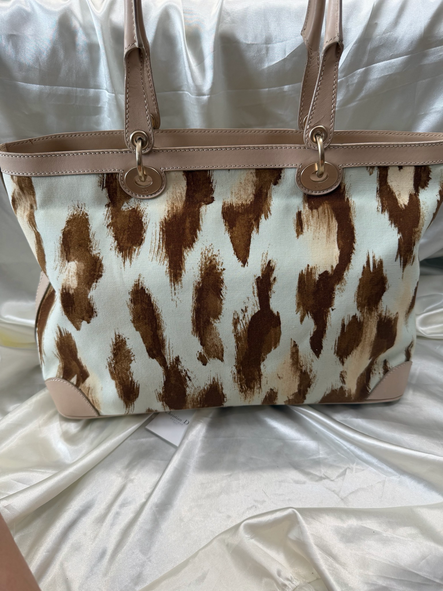 Christian Dior Leopard Saint Tropez Medium Tote Shoulder Bag