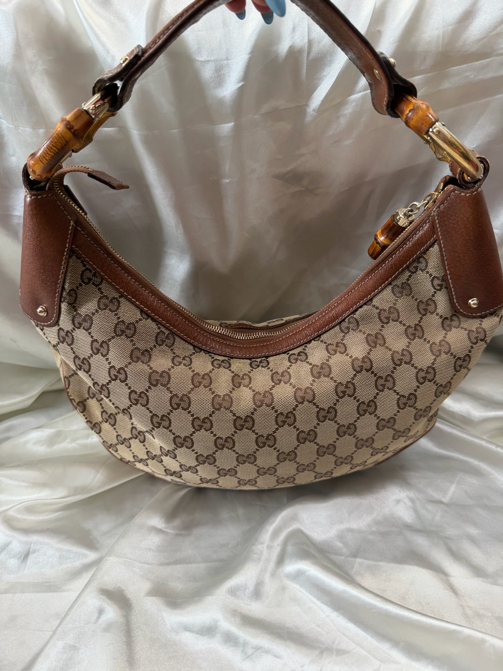 Gucci Bamboo Ring Halfmoon Hobo Shoulder Bag