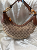 Gucci Bamboo Ring Halfmoon Hobo Shoulder Bag