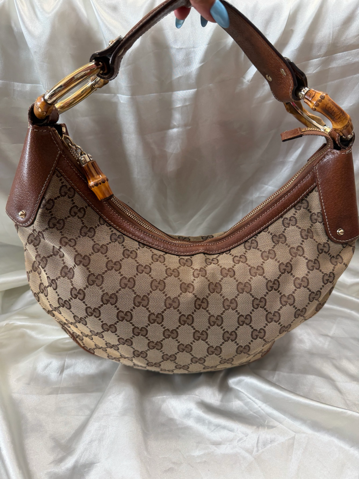 Gucci Bamboo Ring Halfmoon Hobo Shoulder Bag