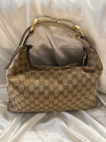 Gucci Monogram Canvas Horsebit Hobo Shoulder