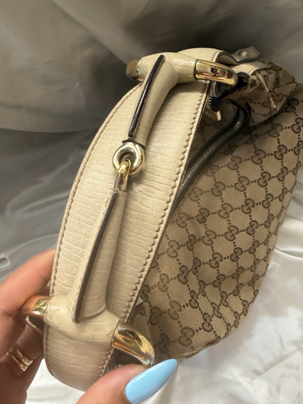 Gucci Monogram Canvas Horsebit Hobo Shoulder