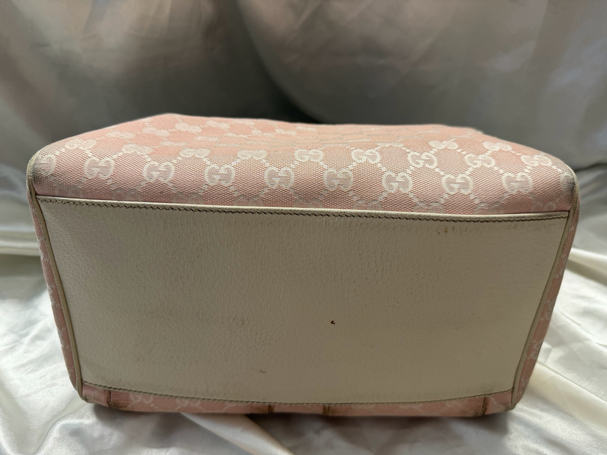 Gucci Monogram Canvas Abbey Double Pocket Satchel Bowler