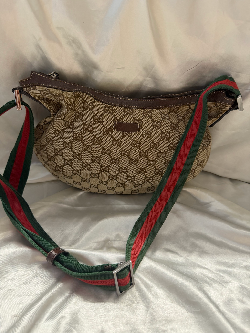 Gucci Monogram Canvas Web Sling Strap Crossbody