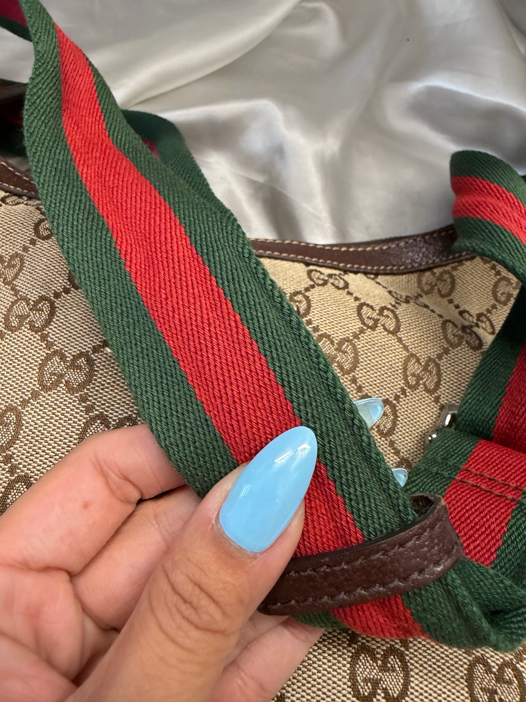 Gucci Monogram Canvas Web Sling Strap Crossbody