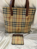 Burberry Top Handle Haymarket Check Tote With Wallet