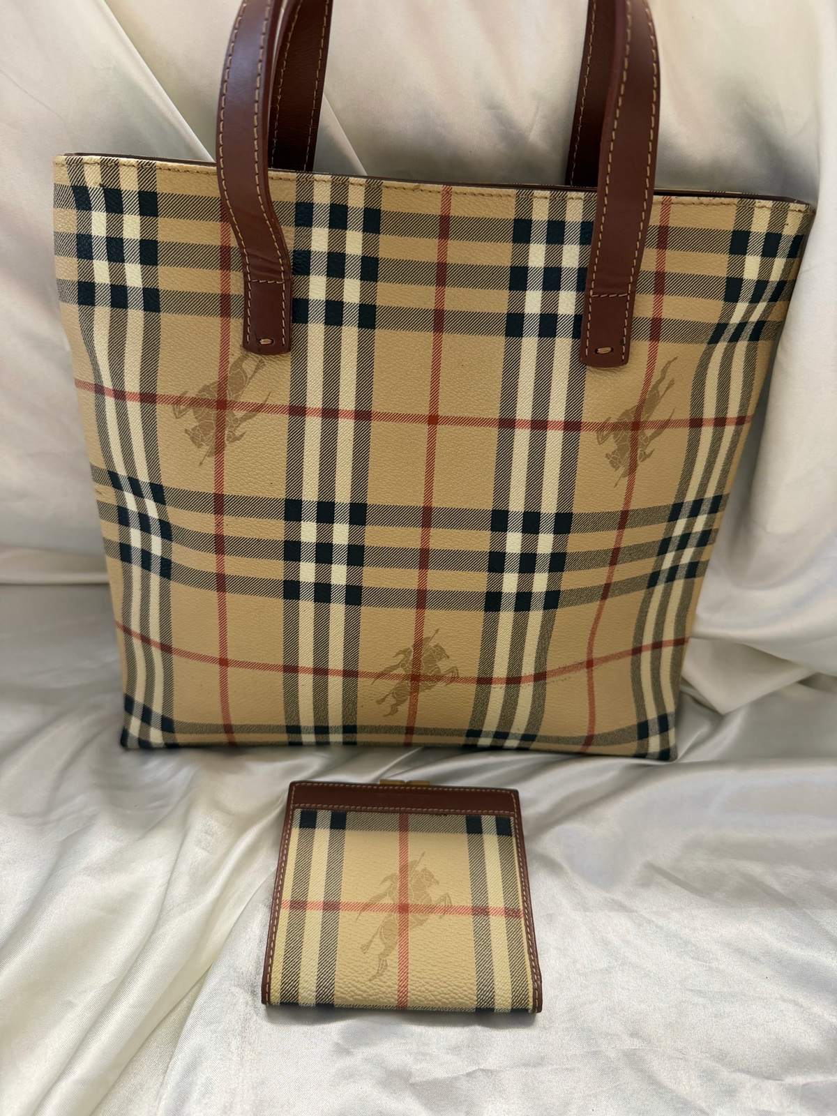 Burberry Top Handle Haymarket Check Tote With Wallet