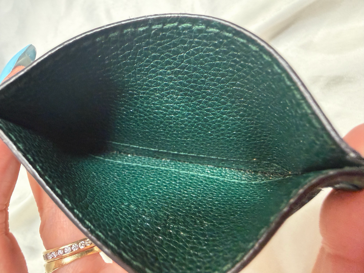 Gucci Zumi Pebbled Leather Card Holder Horsebit in Green