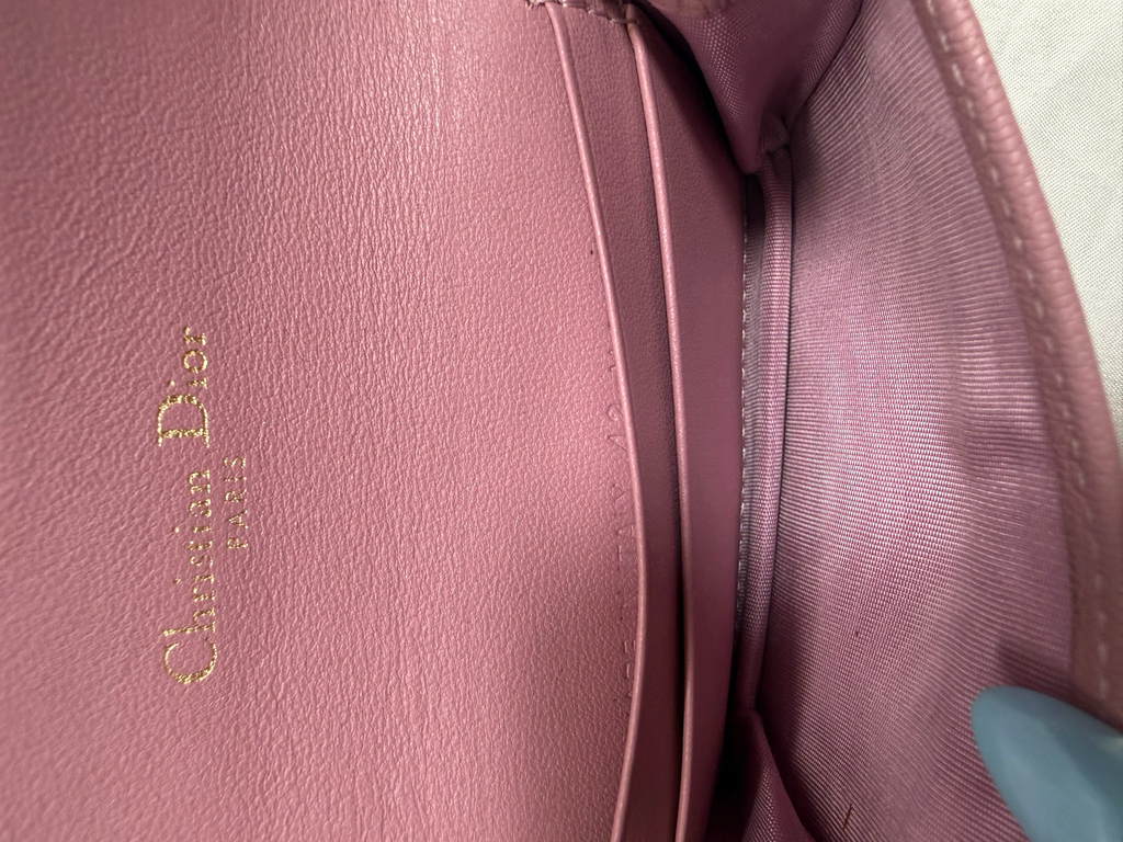 Christian Dior Saddle Card Holder in Soft Leather Pink