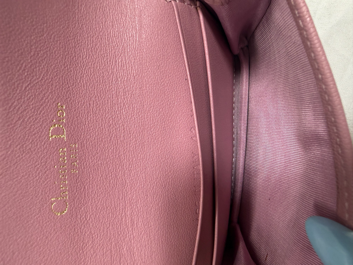 Christian Dior Saddle Card Holder in Soft Leather Pink