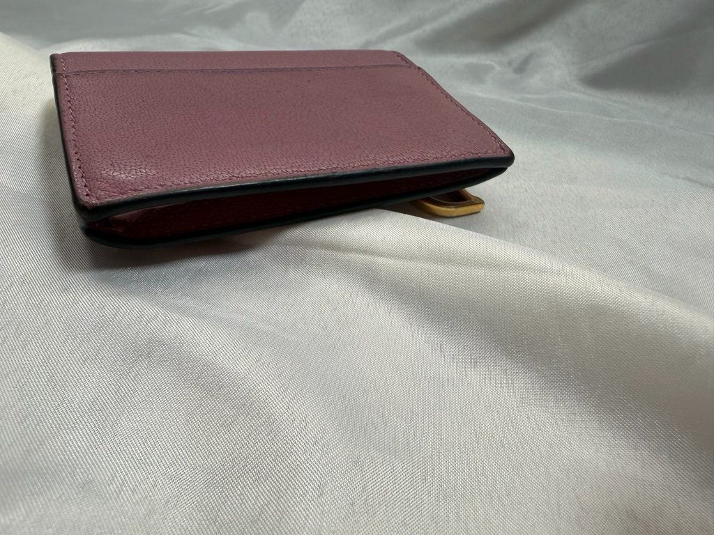 Christian Dior Saddle Card Holder in Soft Leather Pink