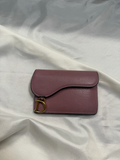 Christian Dior Saddle Card Holder in Soft Leather Pink