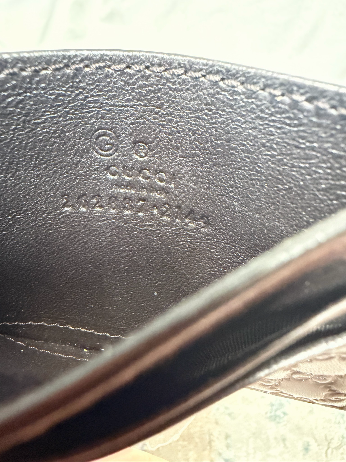 Gucci Monogram Guccissima Card Holder in Dark Brown