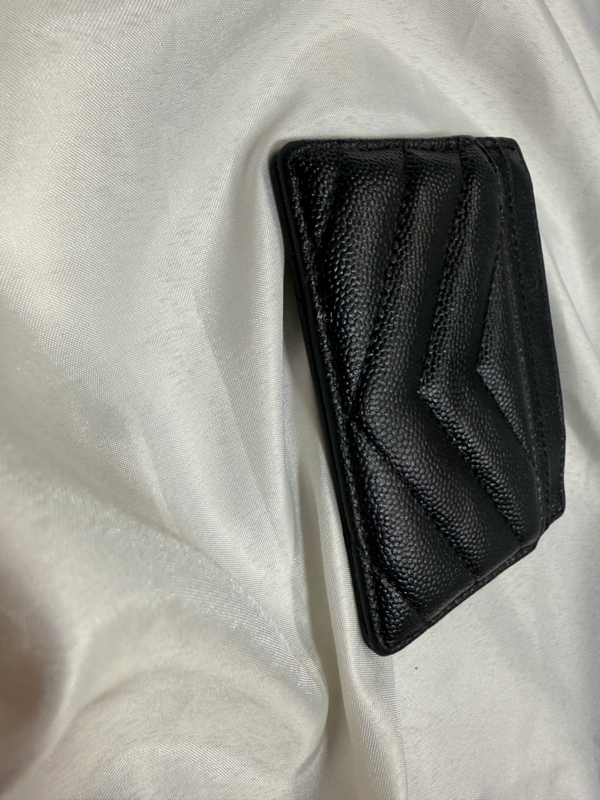 Yves Saint Laurent Cassandre Matelasse Card Case in Black