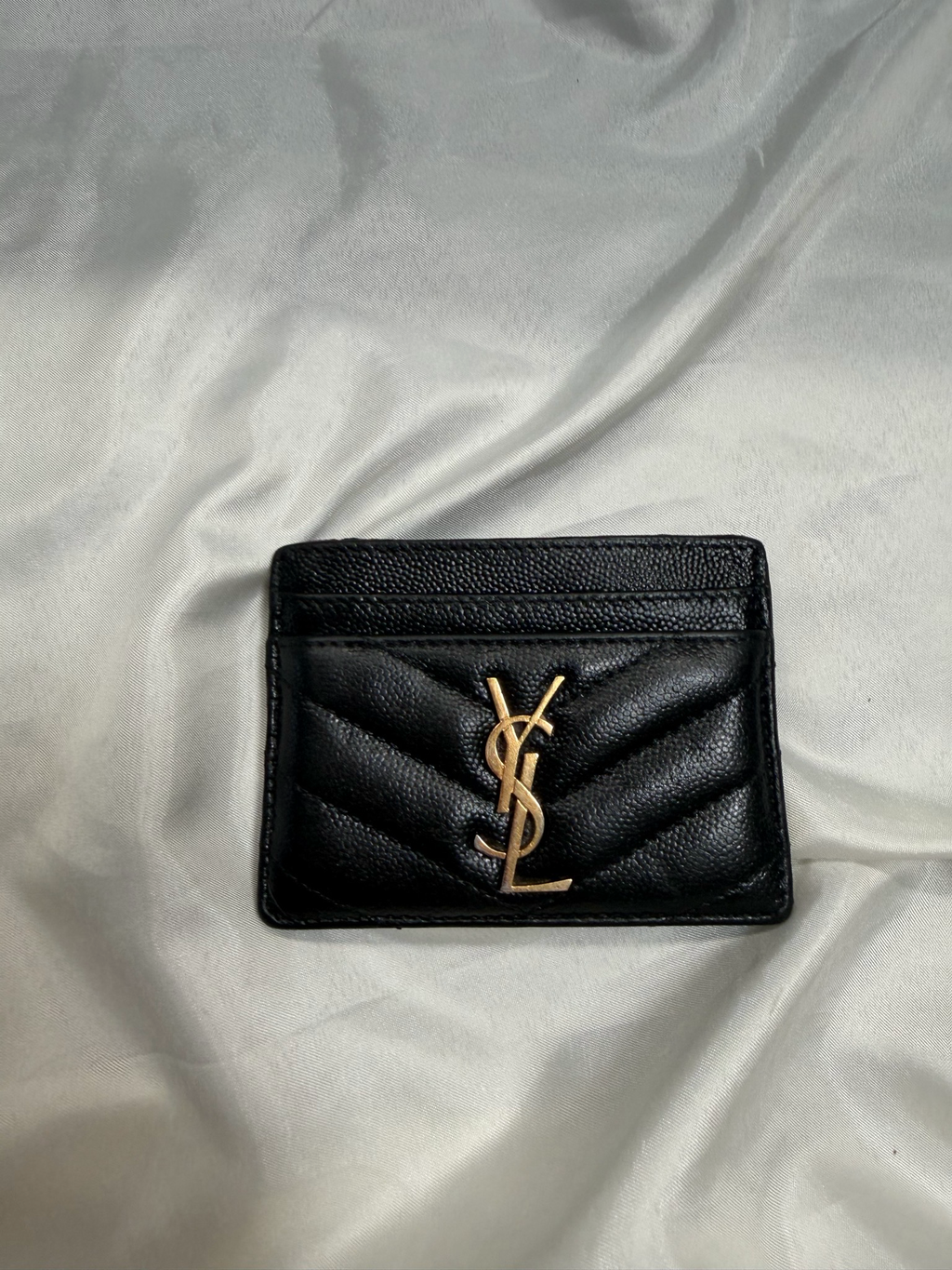 Yves Saint Laurent Cassandre Matelasse Card Case in Black