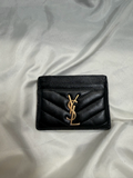 Yves Saint Laurent Cassandre Matelasse Card Case in Black