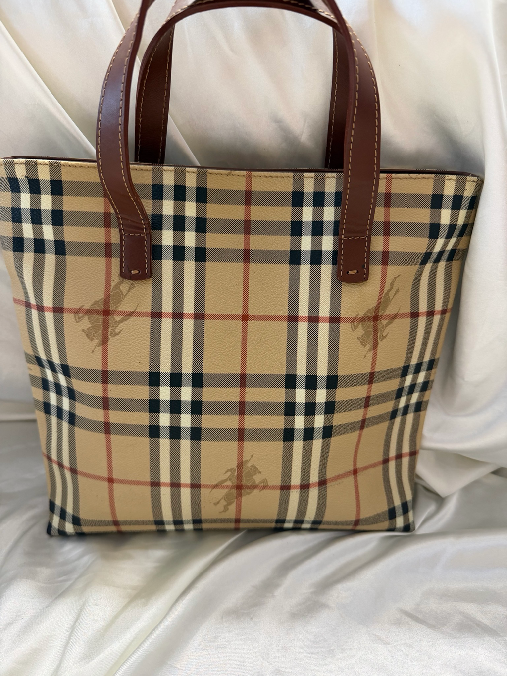 Burberry Top Handle Haymarket Check Tote With Wallet