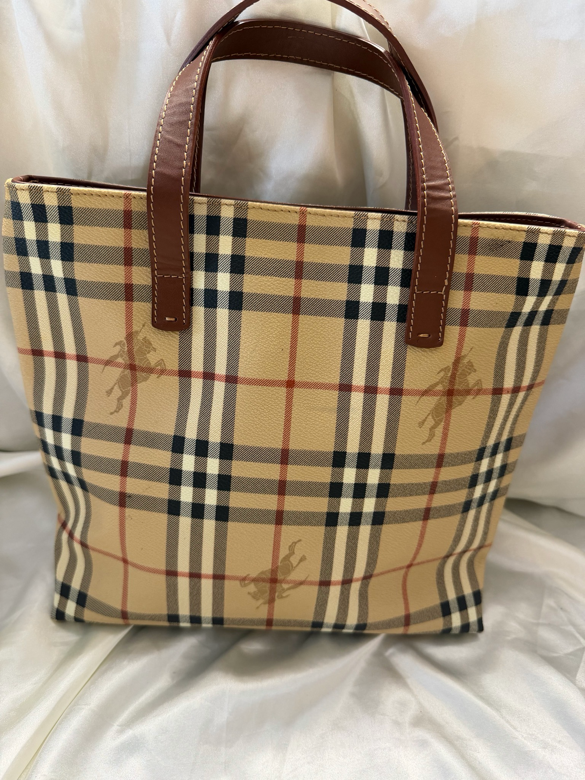 Burberry Top Handle Haymarket Check Tote With Wallet