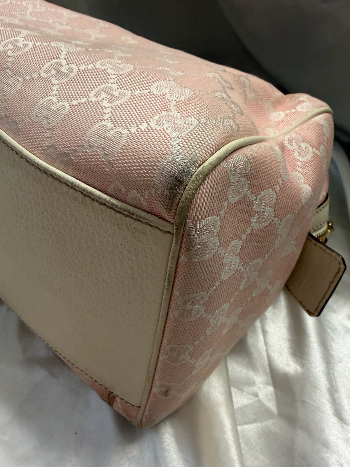 Gucci Monogram Canvas Abbey Double Pocket Satchel Bowler