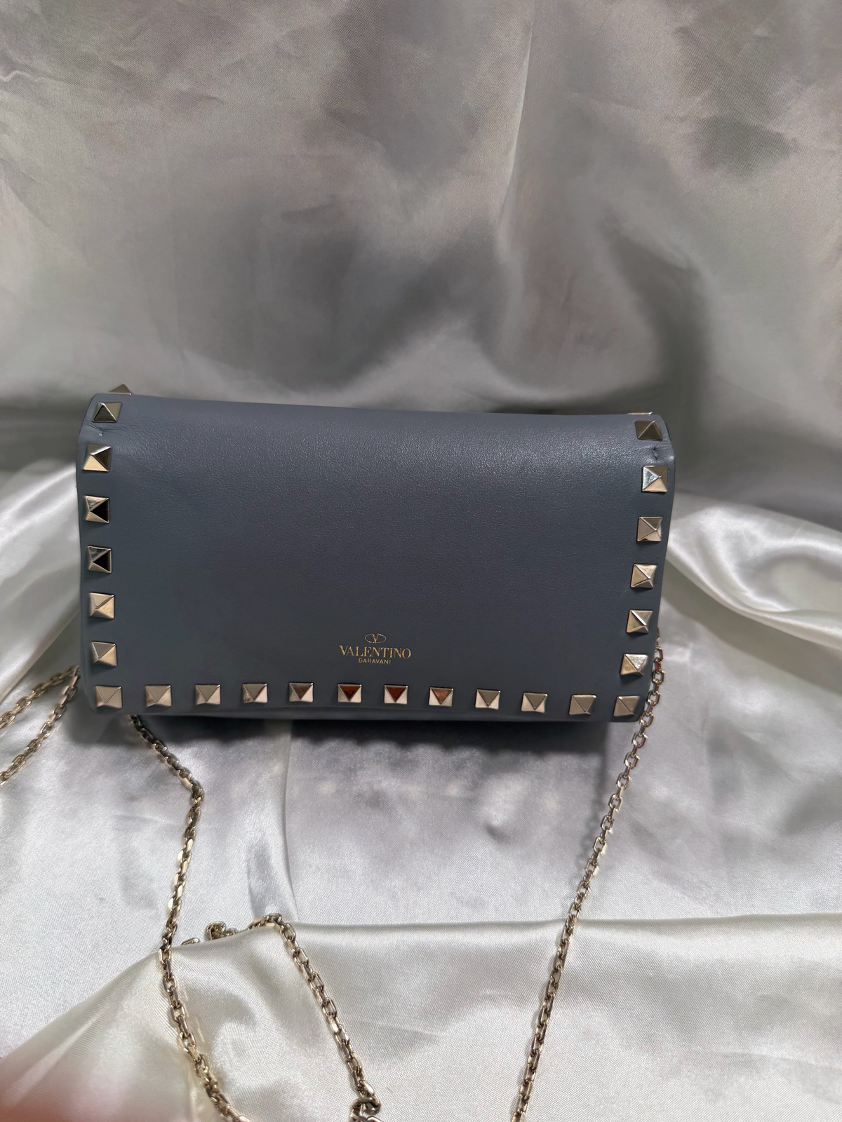 Valentino Rockstud Flap Wallet on Chain Crossbody Sling