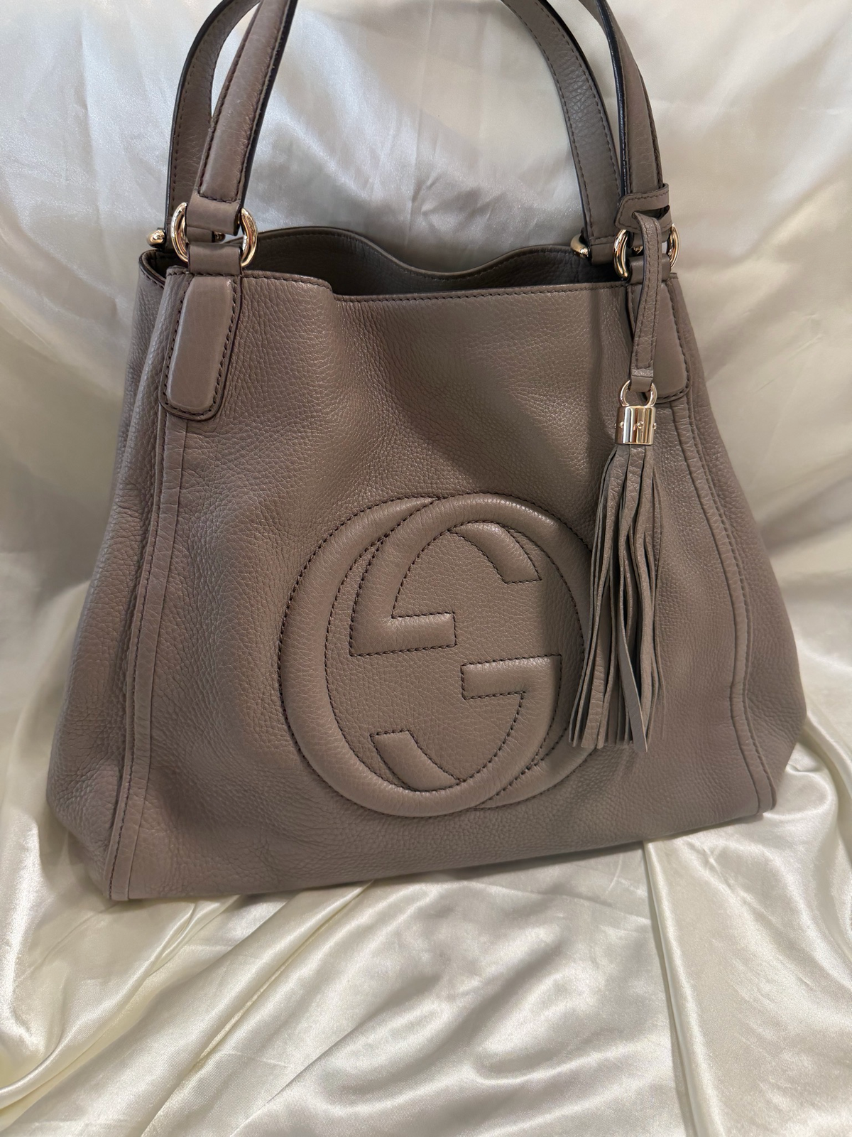 Gucci Pebbled Leather Soho Tassel Tote