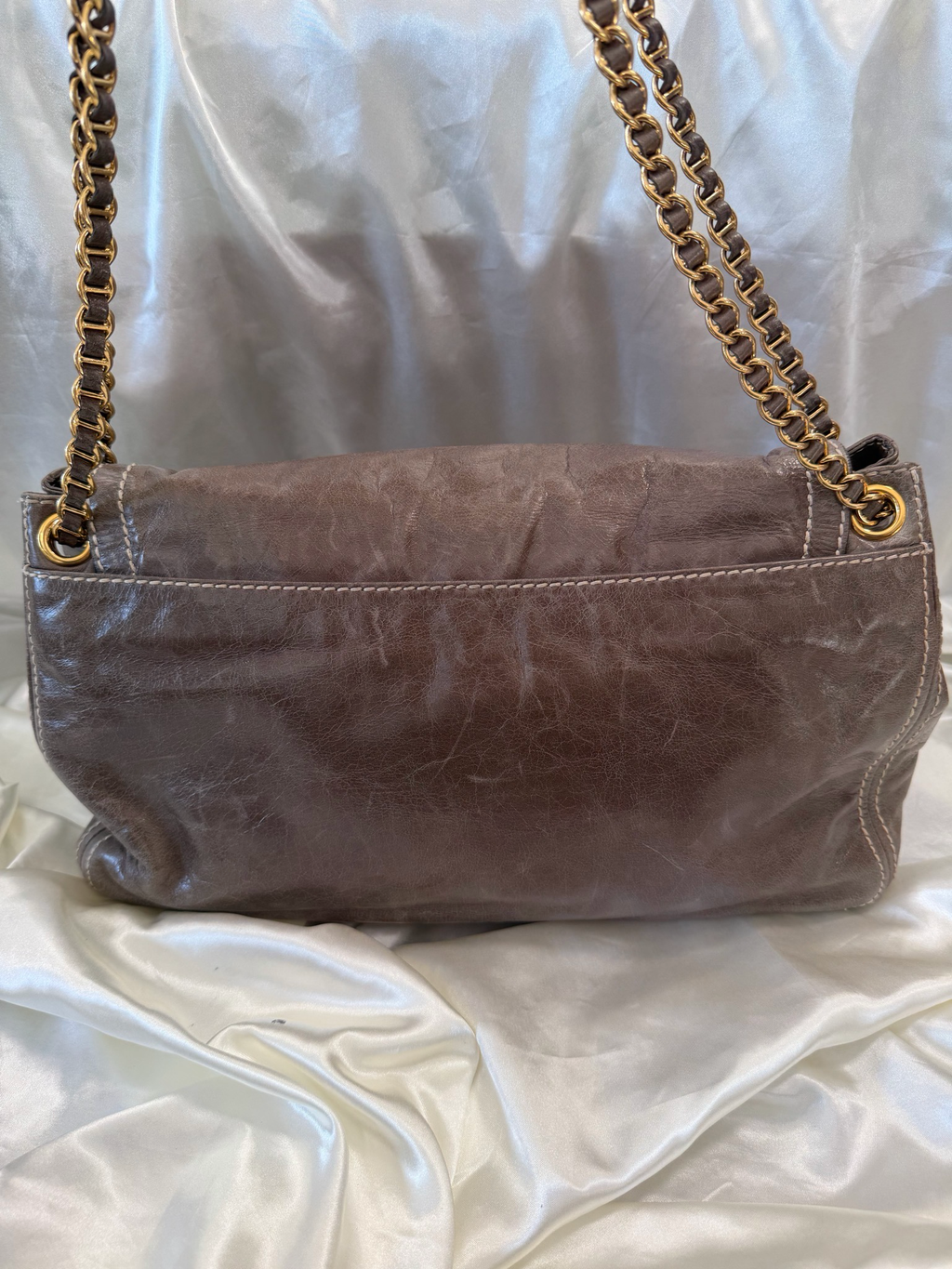 Prada Vitello Shine Pushlock Chain Strap Crossbody