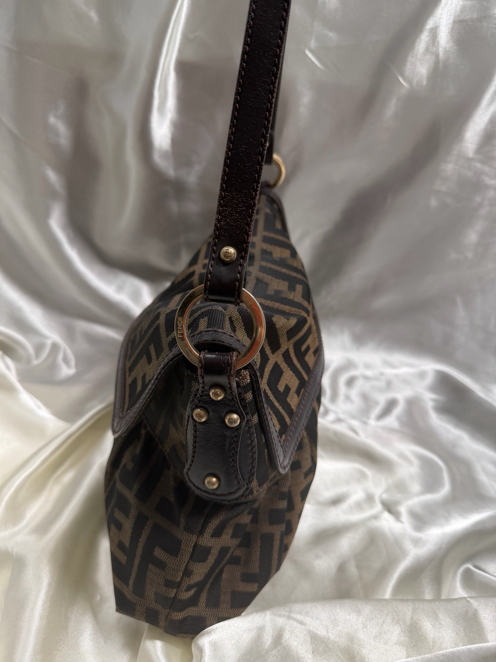 Fendi Zucca Monogram Hobo Chef Small Shoulder Bag