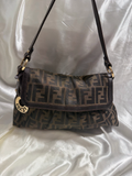 Fendi Zucca Monogram Hobo Chef Small Shoulder Bag