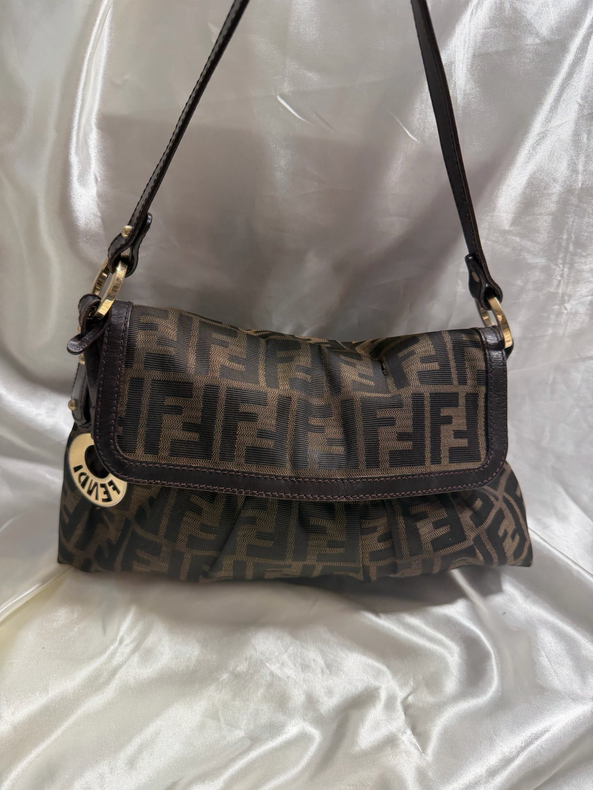 Fendi Zucca Monogram Hobo Chef Small Shoulder Bag