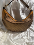 Gucci Monogram Canvas Crescent Hobo Halfmoon Shoulder Bag Metallic