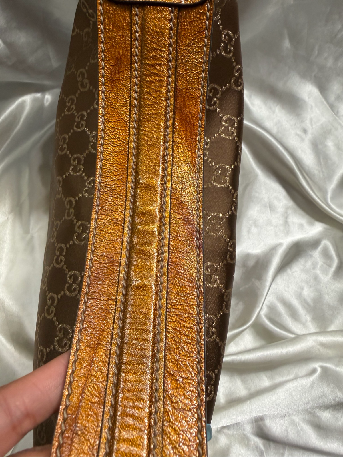Gucci Monogram Canvas Crescent Hobo Halfmoon Shoulder Bag Metallic