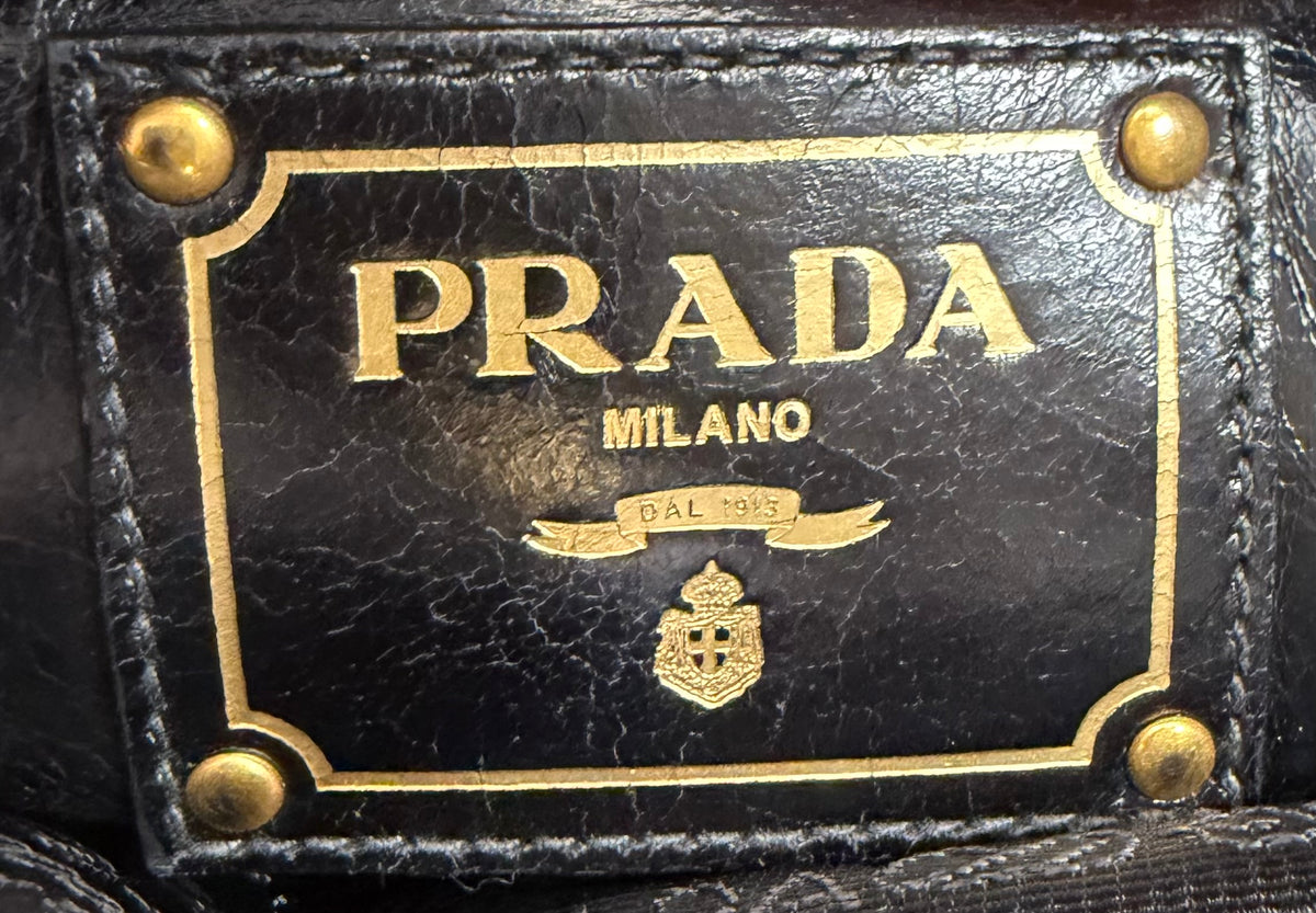 Prada Vitello Shine Leather Crossbody in Black