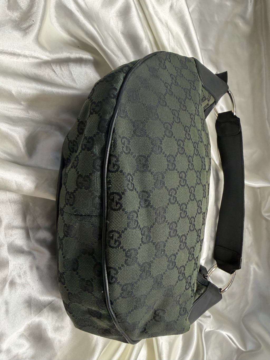 Gucci Monogram Canvas Hobo Half Moon Shoulder Bag