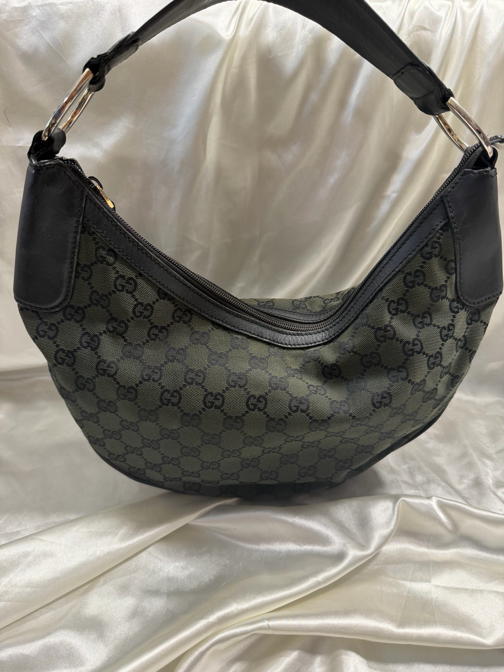 Gucci Monogram Canvas Hobo Half Moon Shoulder Bag