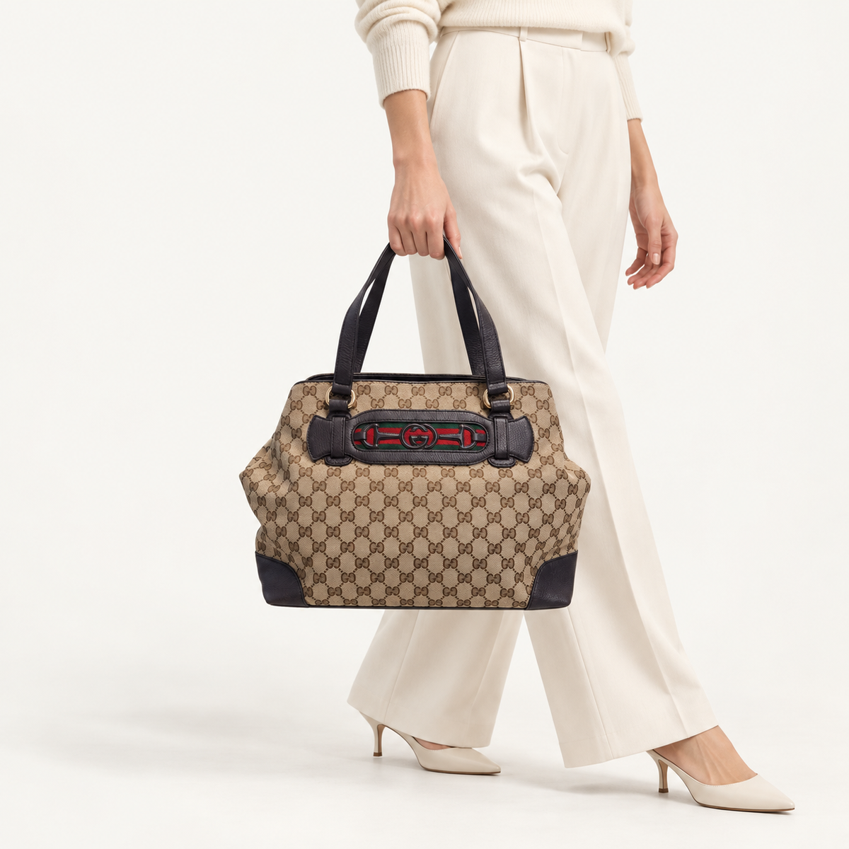 Gucci GG Canvas Tote in Dark Brown