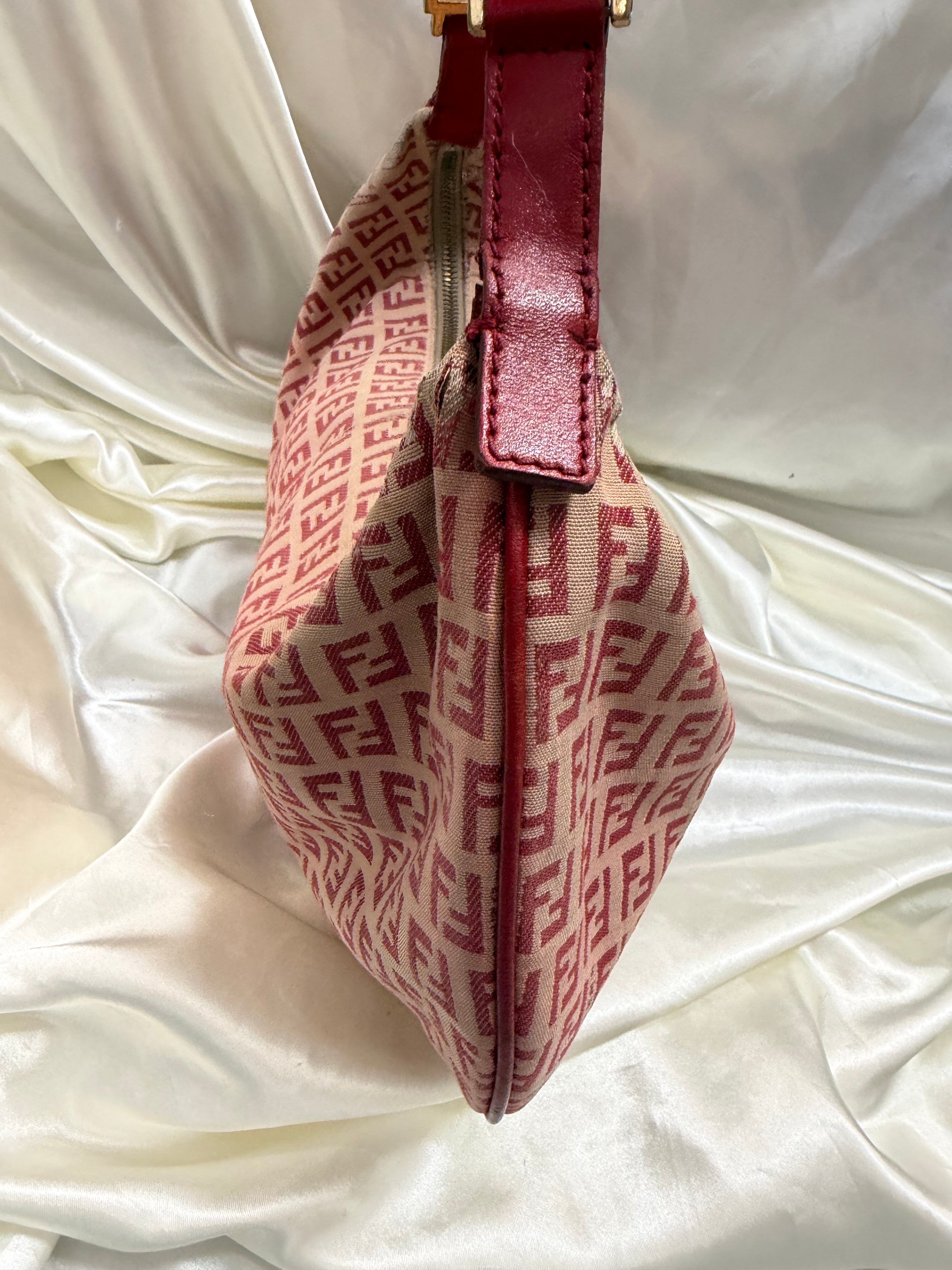 Fendi Zucchino Hobo Halfmoon Shoulder Bag