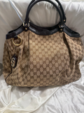 Gucci Monogram Canvas Sukey Large Tote Shoulder Bag in Black