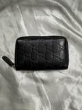 Gucci Monogram Leather Guccissima Ziparound Coin Case in Black
