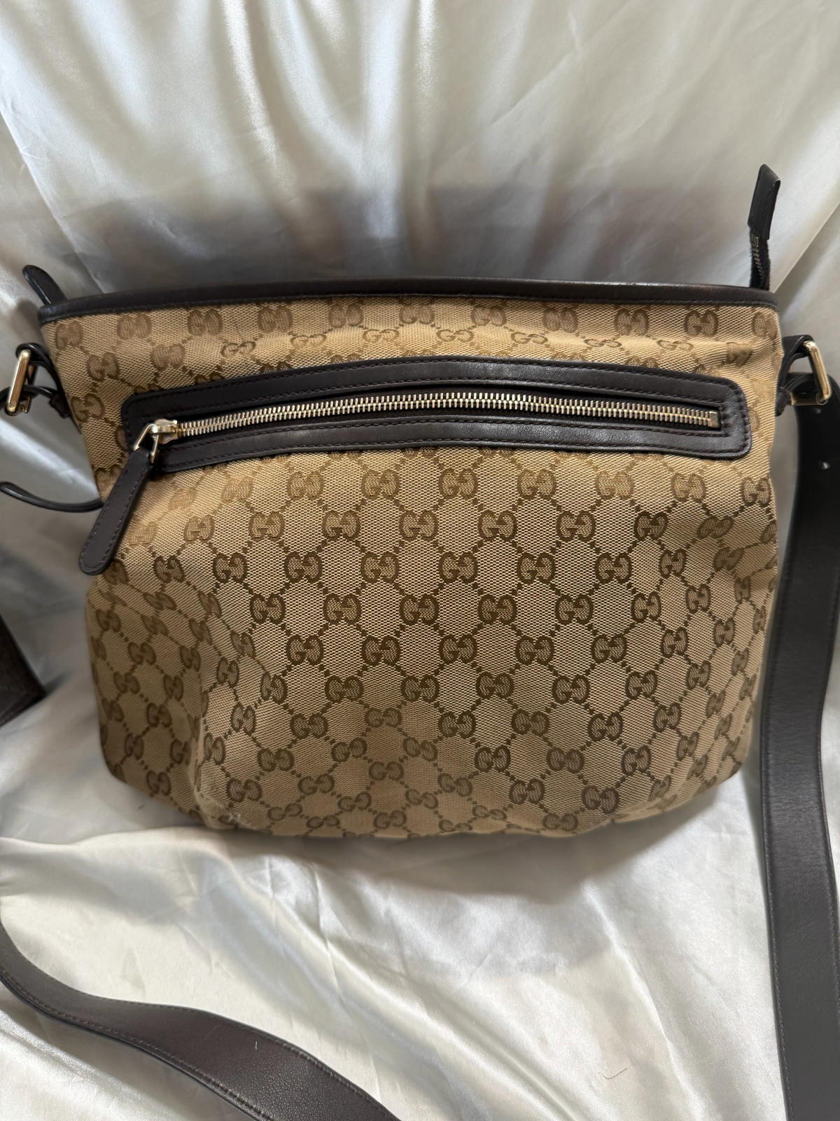 Gucci Monogram Canvas Messenger Sling Bag