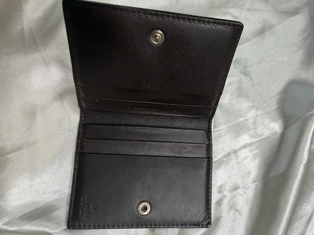 Gucci Microguccissima Card Wallet Flap in Dark Brown