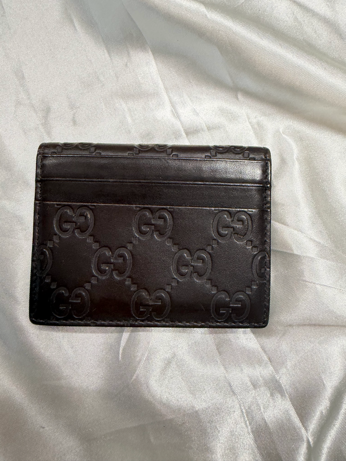 Gucci Microguccissima Card Wallet Flap in Dark Brown