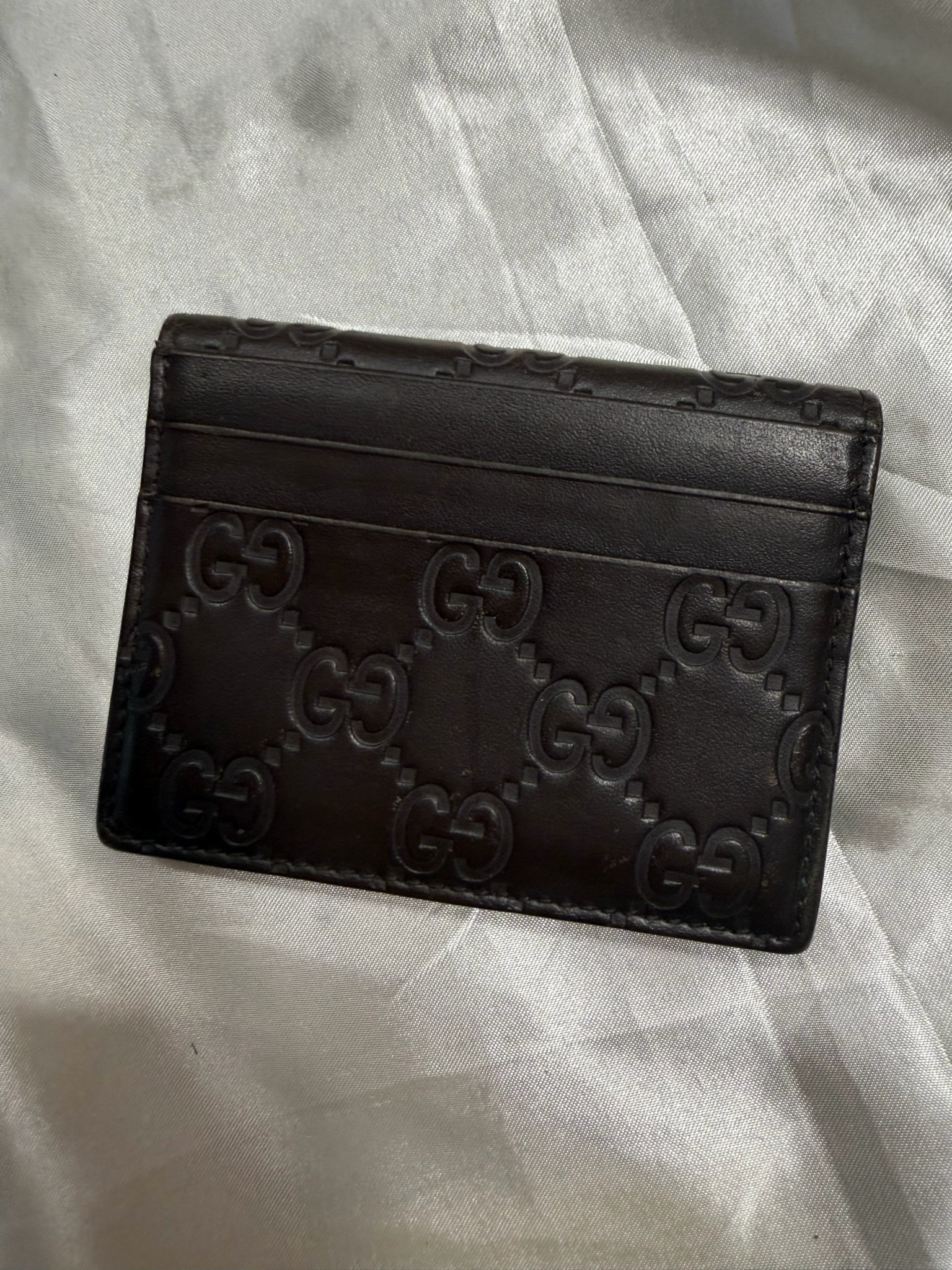 Gucci Microguccissima Card Wallet Flap in Dark Brown