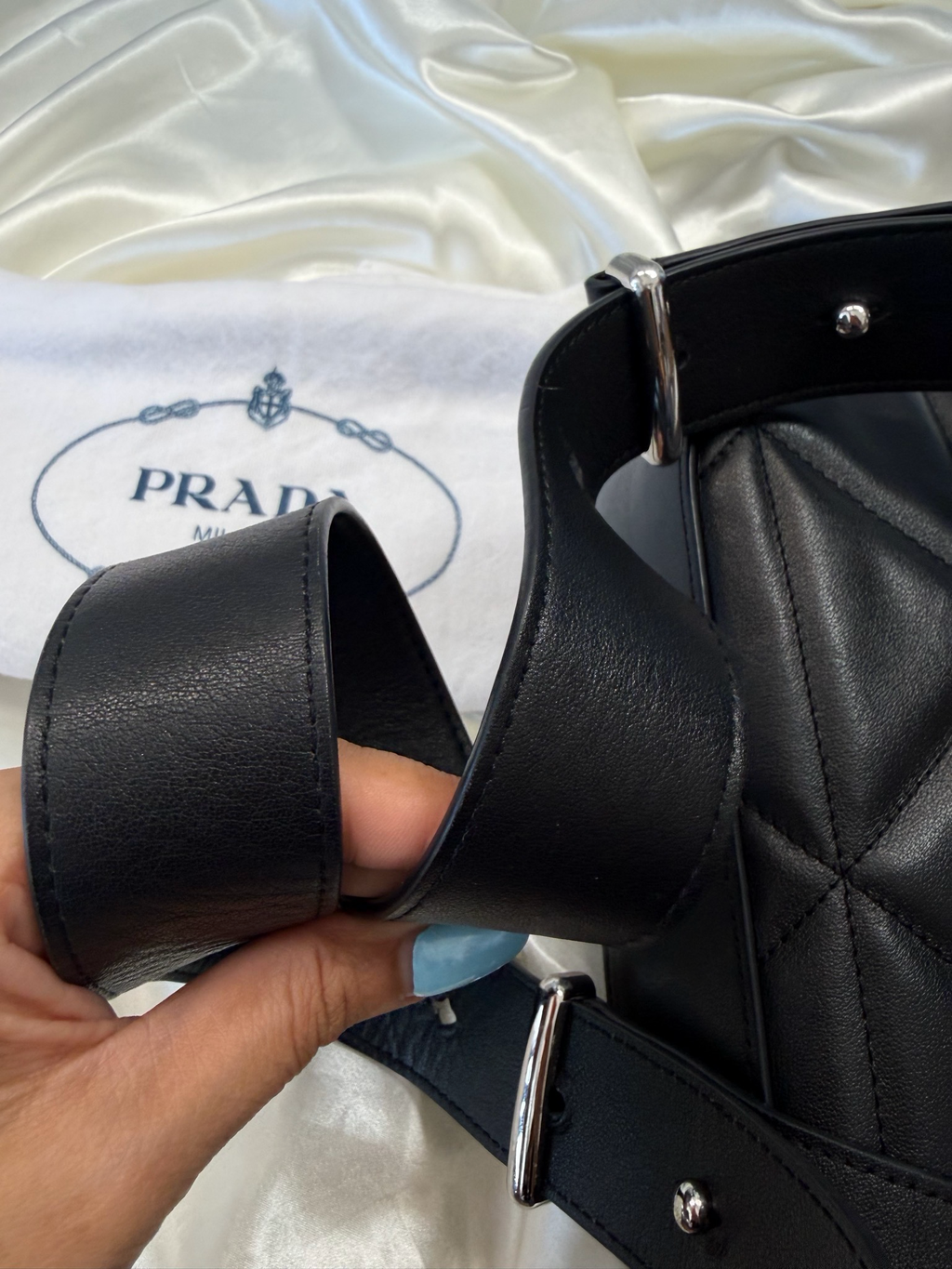 Prada Quilted Spectrum Messenger Flap Crossbody Sling in Black