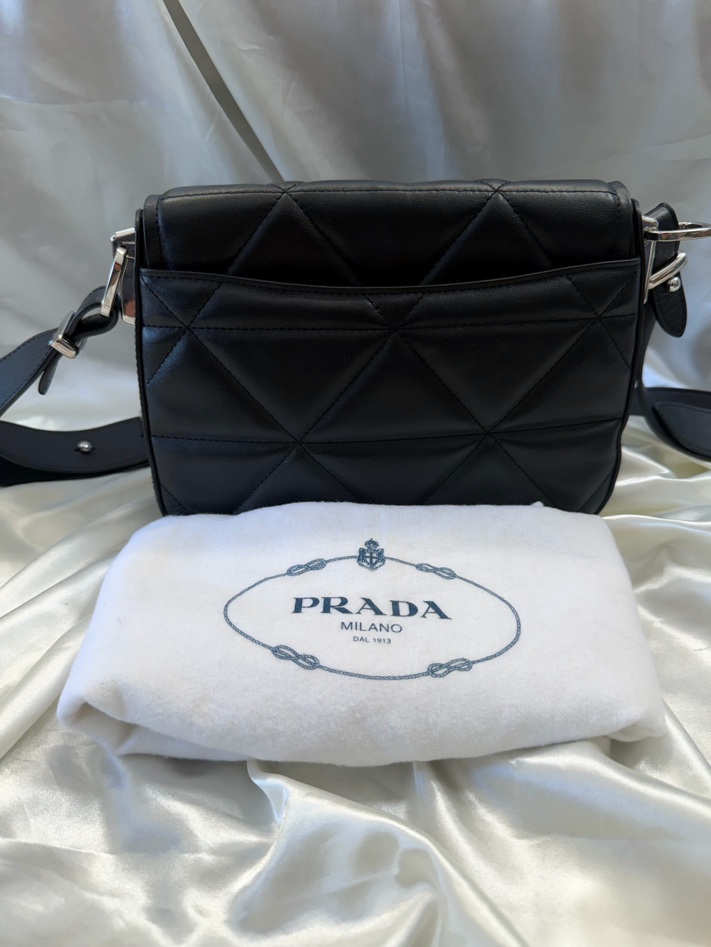Prada Quilted Spectrum Messenger Flap Crossbody Sling in Black
