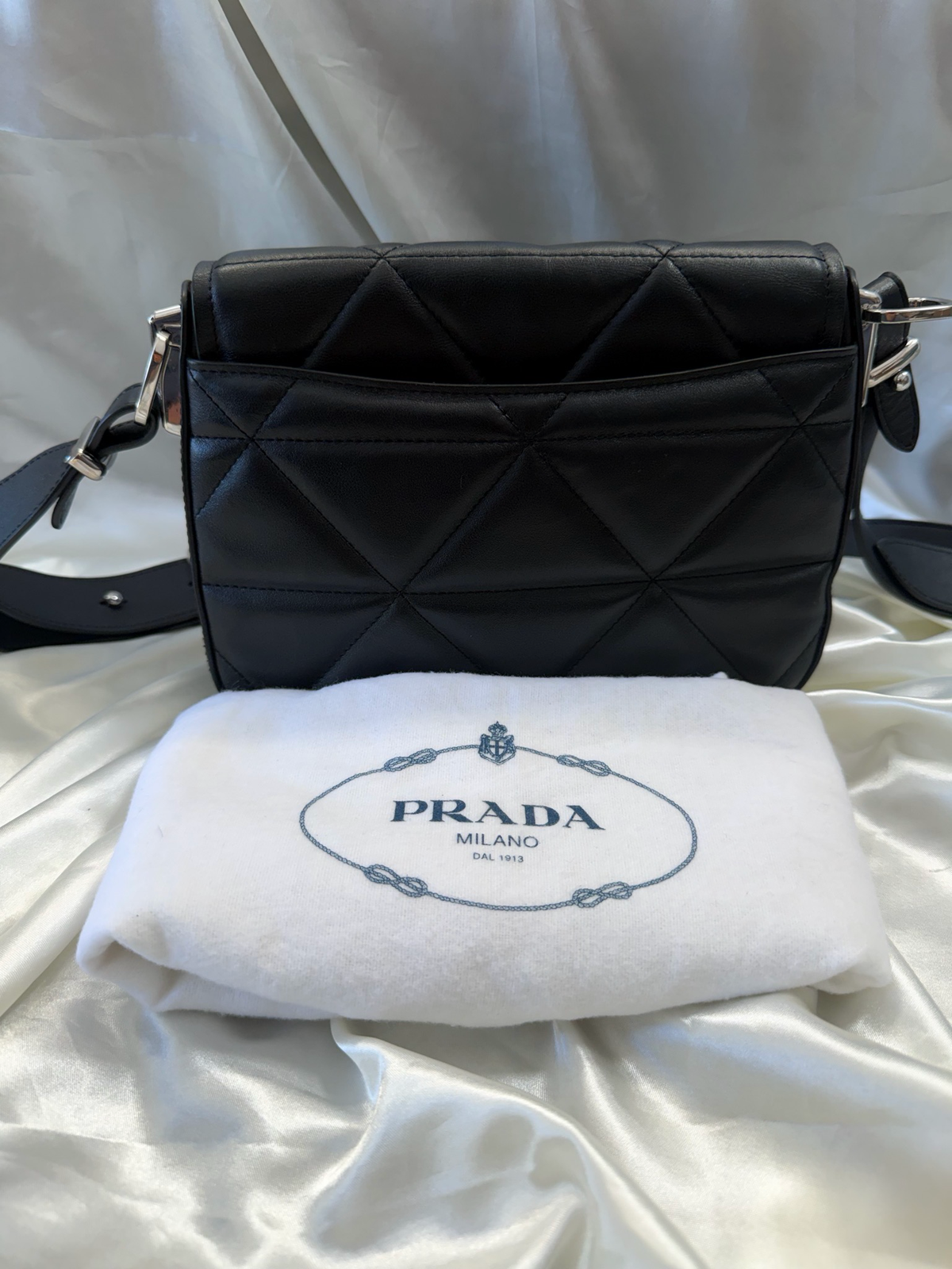 Prada Quilted Spectrum Messenger Flap Crossbody Sling in Black