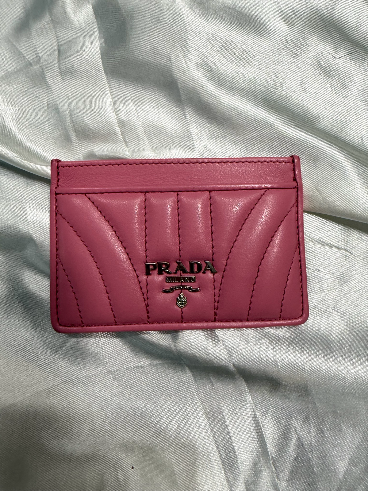 Prada Quilted Card Case Holder in Pink